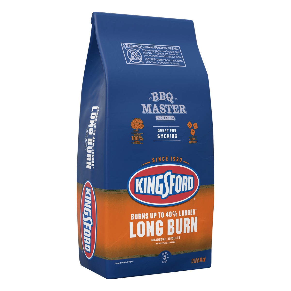 slide 3 of 5, Kingsford Long-Burn Charcoal Briquettes, BBQ Charcoal for Grilling – 12 Pounds, 12 lb