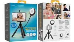 Slide Mini Vlogger With Built in Ring Light and Tripod Holder