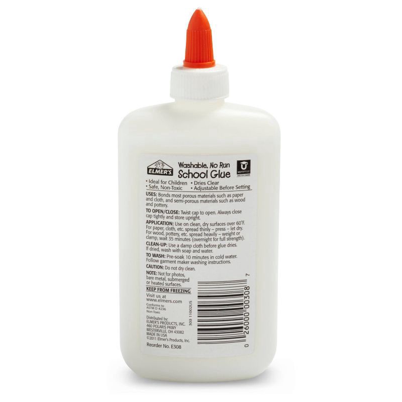 slide 7 of 7, ELMERS/BORDEN School Glue White Washable/No Run/Non-Toxic, 7.625 oz