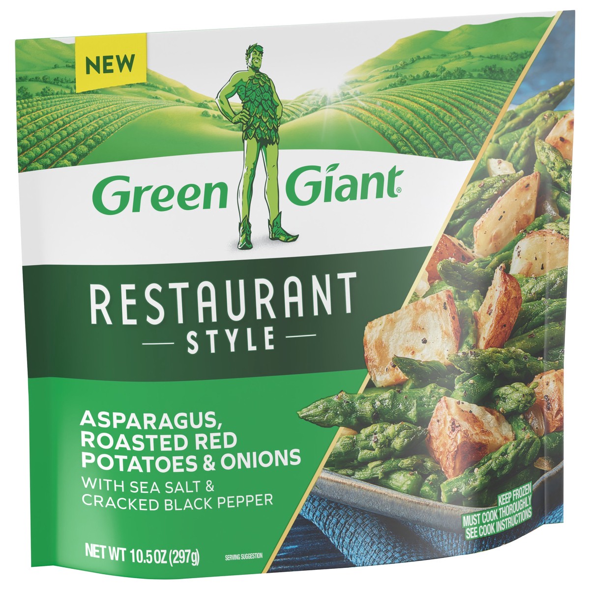 slide 2 of 11, Green Giant Restaurant Style Veggie Sides, Asparagus, Roasted Red Potatoes & Onions, 10.5 oz (Frozen), 10.5 oz