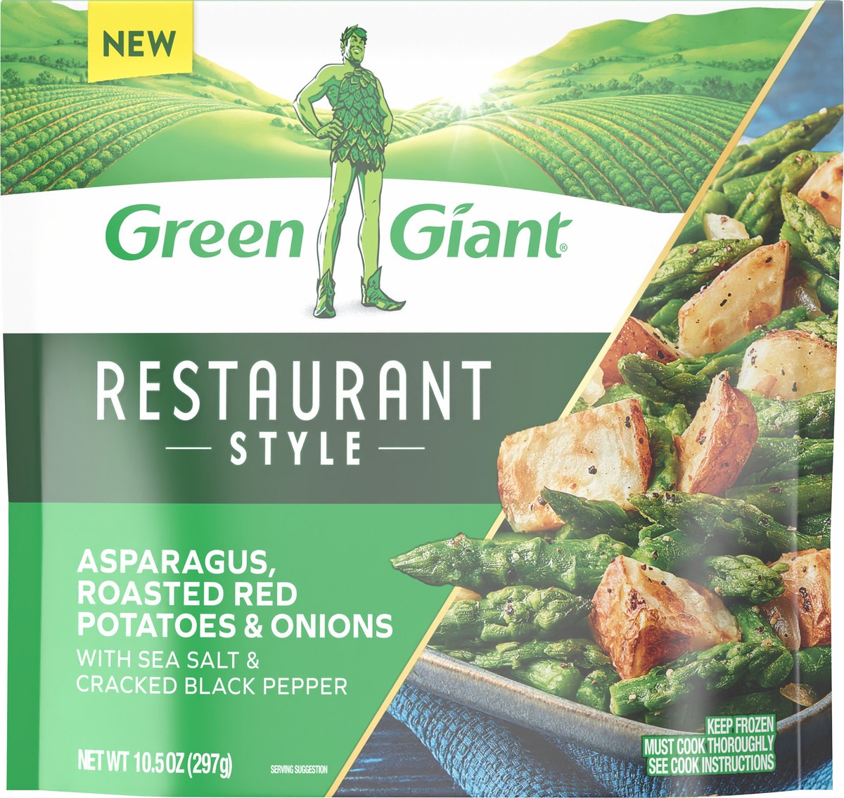 slide 6 of 11, Green Giant Restaurant Style Veggie Sides, Asparagus, Roasted Red Potatoes & Onions, 10.5 oz (Frozen), 10.5 oz