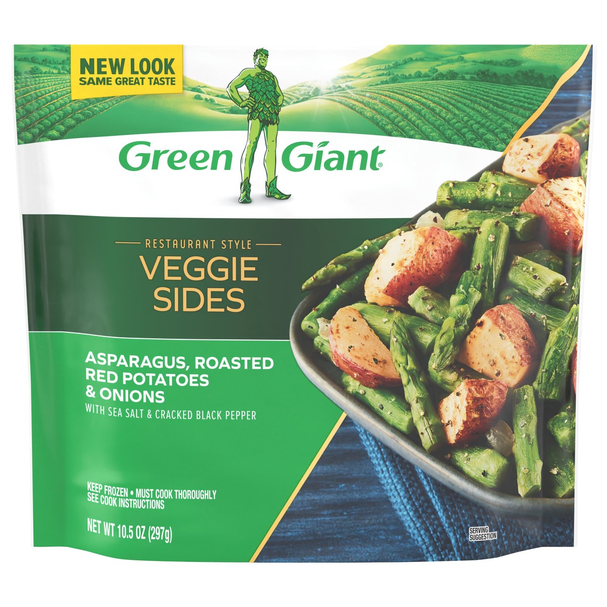 slide 1 of 11, Green Giant Restaurant Style Veggie Sides, Asparagus, Roasted Red Potatoes & Onions, 10.5 oz (Frozen), 10.5 oz