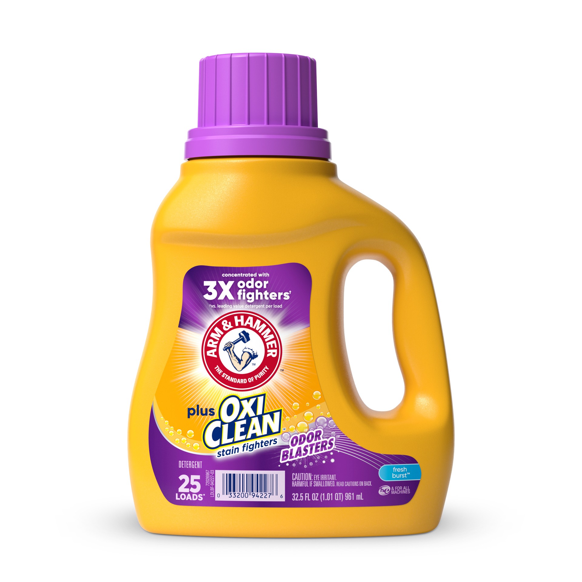 slide 1 of 1, ARM & HAMMER Plus OxiClean Odor Blasters Fresh Burst, 25 Loads Liquid Laundry Detergent, 32.5 Fl oz, 32.50 fl oz
