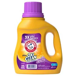 ARM & HAMMER Plus OxiClean with Odor Blasters Liquid Laundry Detergent, Laundry Odor Remover, Attacks Stains, Fresh Burst Scent, 25 Loads, 32.5 Fl Oz
