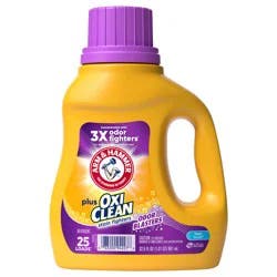 ARM & HAMMER Plus OxiClean with Odor Blasters Liquid Laundry Detergent, Laundry Odor Remover, Attacks Stains, Fresh Burst Scent, 25 Loads, 32.5 Fl Oz