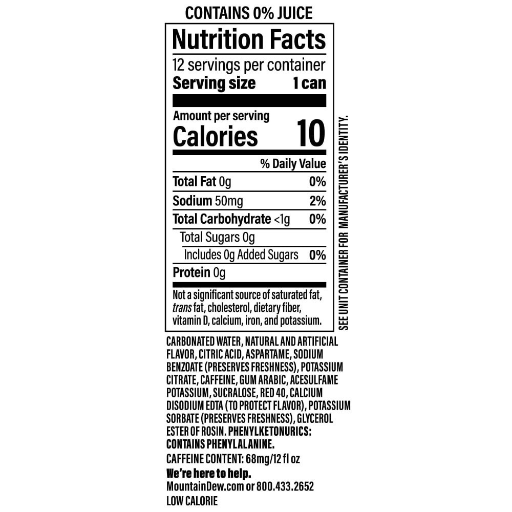 slide 3 of 3, Mountain Dew Zero Sugar Soda Trolli Cherry Lemon, 12 Fl Oz x 12, 12 ct