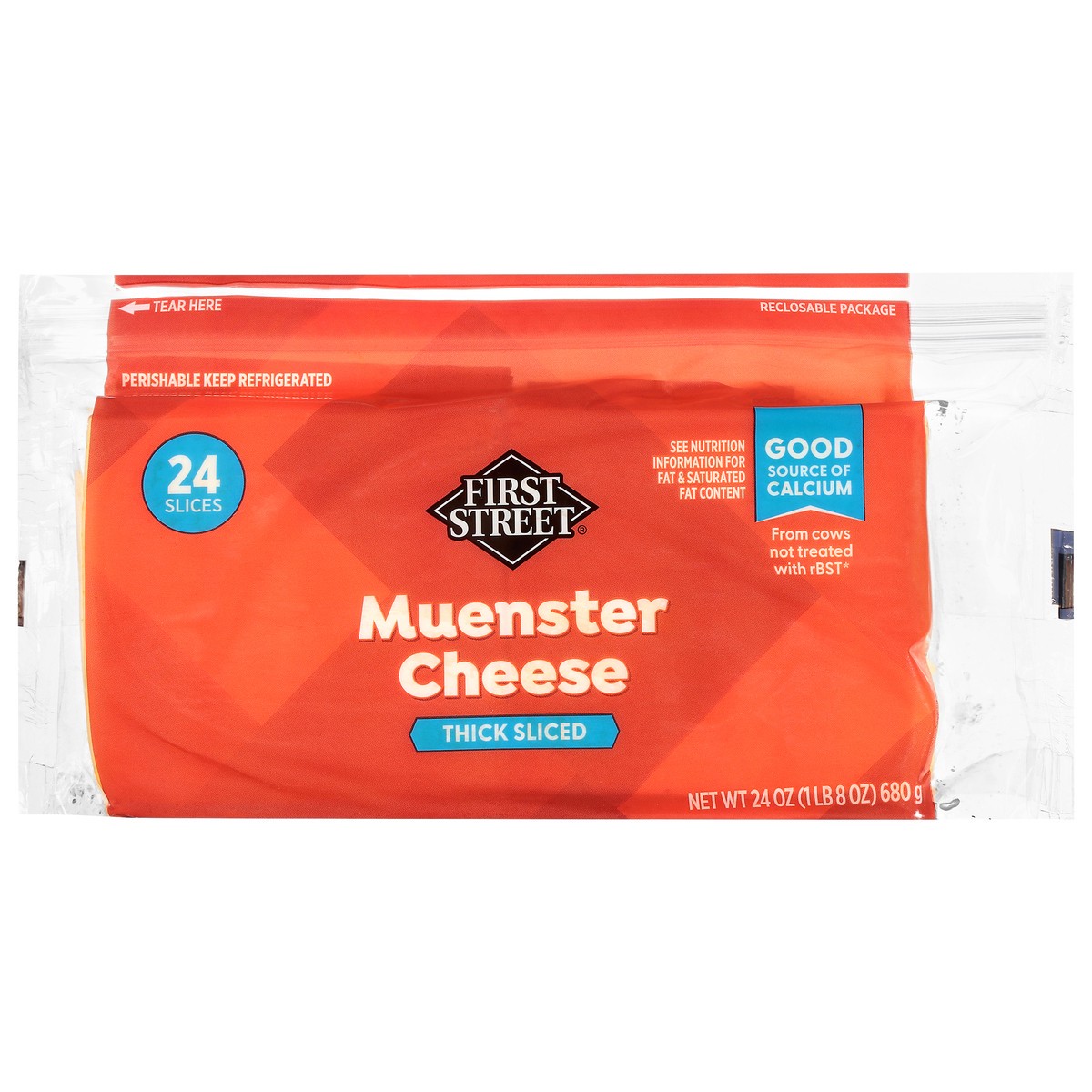 slide 1 of 15, First Street Sliced Muenster Cheese, 1.5 lb