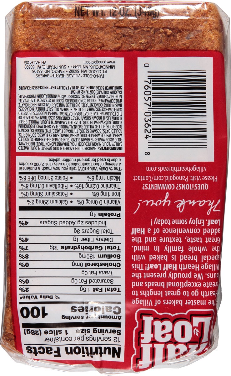 slide 2 of 13, Village Hearth Dakota 12 Grain Bread Half Loaf 12 oz, 12 oz