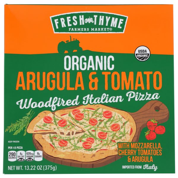 slide 1 of 1, Fresh Thyme Org Arugula And Cherry Tomato Pizza, 13.22 oz
