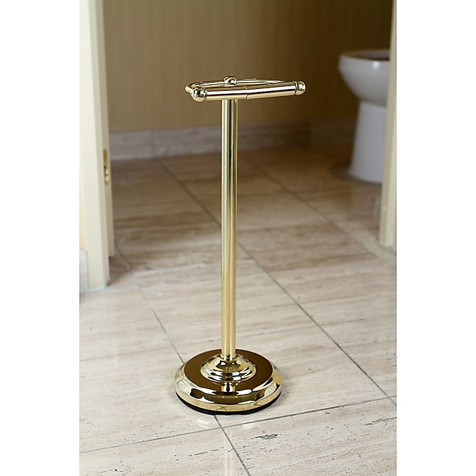 slide 2 of 3, Kingston Brass Pedestal Toilet Paper Holder - Polished Brass, 1 ct