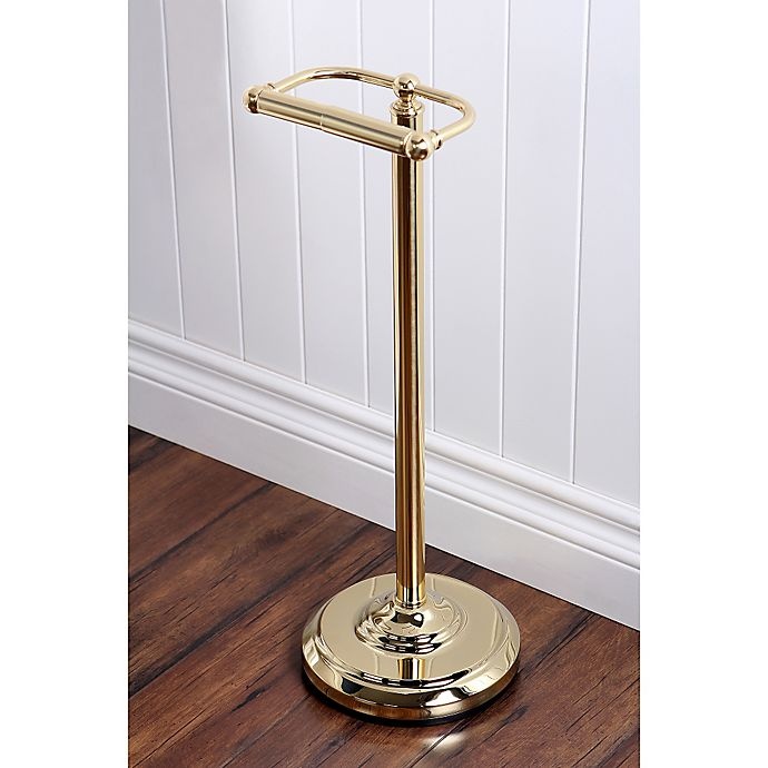 slide 3 of 3, Kingston Brass Pedestal Toilet Paper Holder - Polished Brass, 1 ct