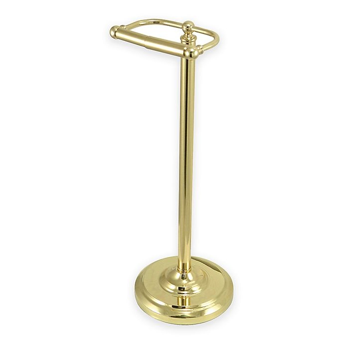 slide 1 of 3, Kingston Brass Pedestal Toilet Paper Holder - Polished Brass, 1 ct