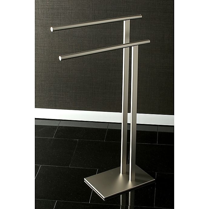 slide 3 of 4, Kingston Brass Freestanding Towel Rack - Satin Nickel, 1 ct