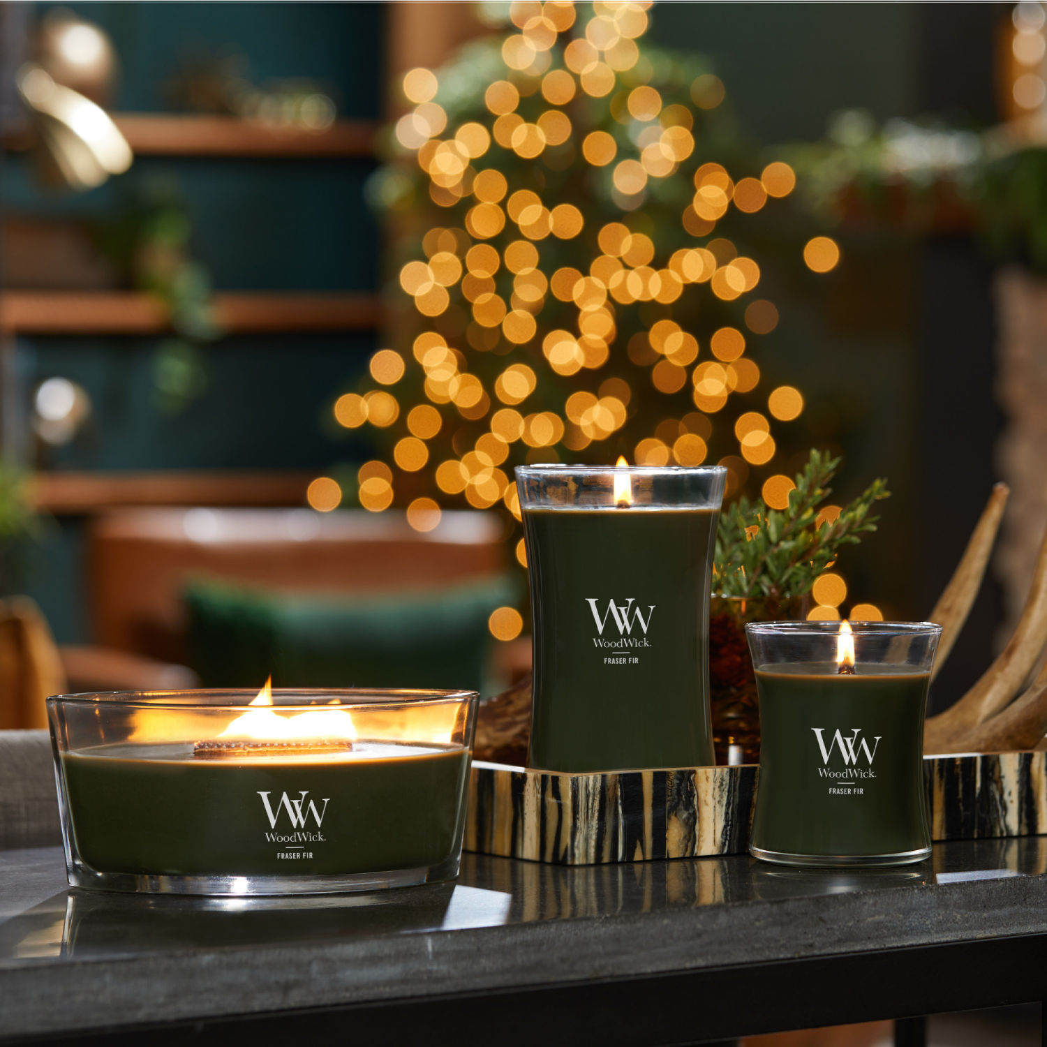 slide 4 of 4, Woodwick Ellipse Candle Fraiser Fir, 16 oz