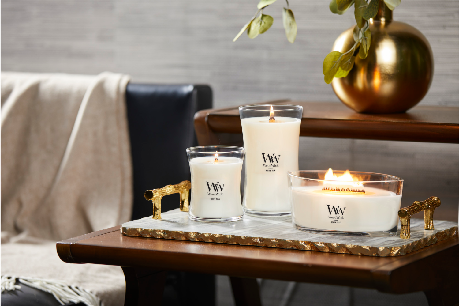 slide 4 of 4, Woodwick Medium Jar Candle White Teak, 9.7 oz