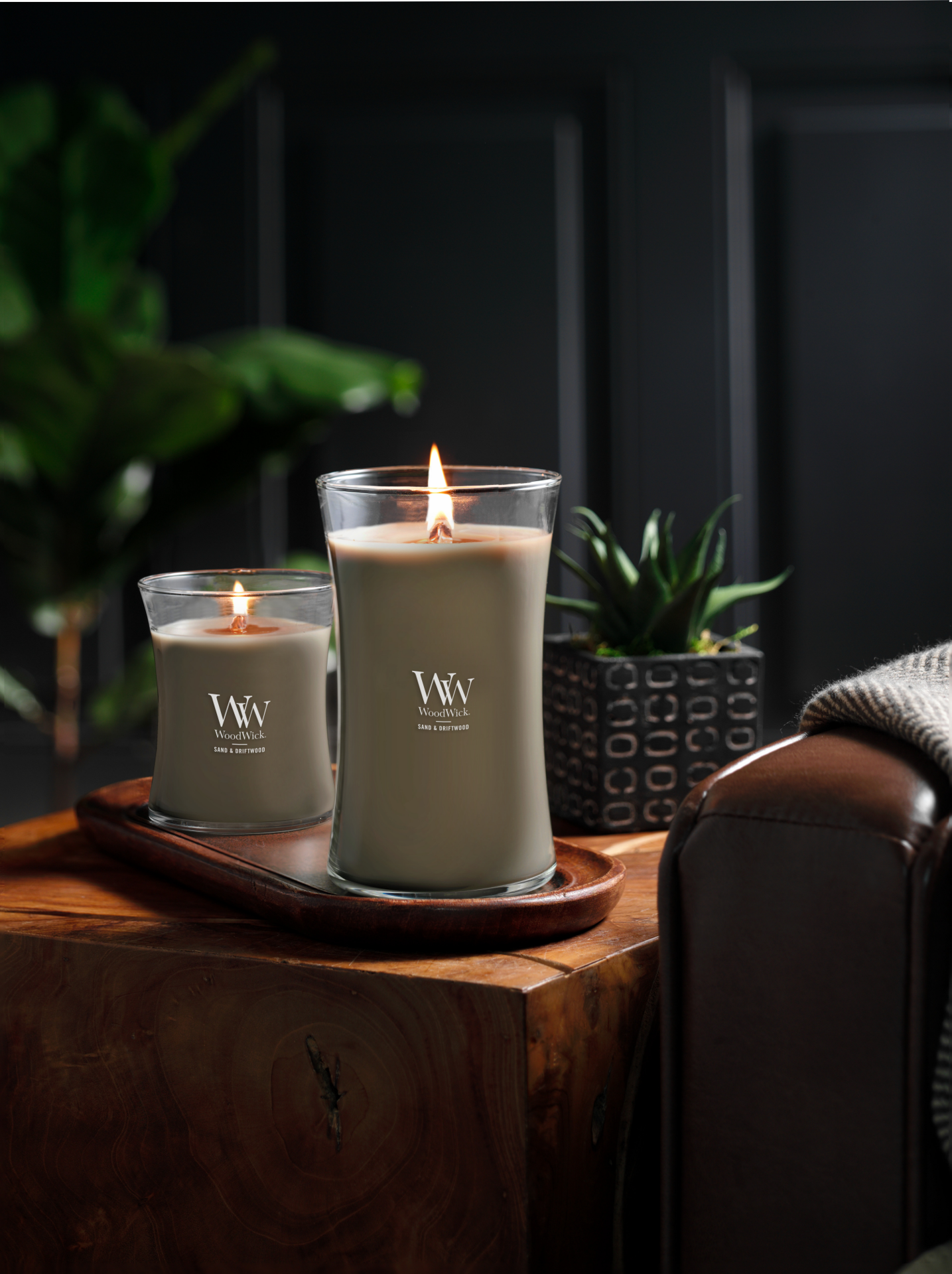 slide 2 of 3, Woodwick Medium Jar Candle Sand and Driftwood, 10.5 oz