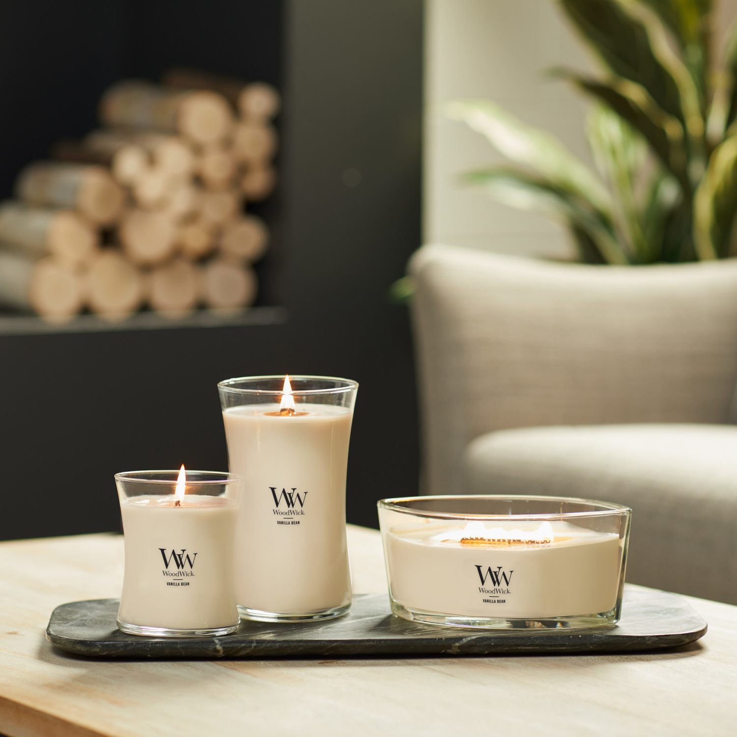 slide 4 of 4, Woodwick Vanilla Bean Large Candle, 1 ct