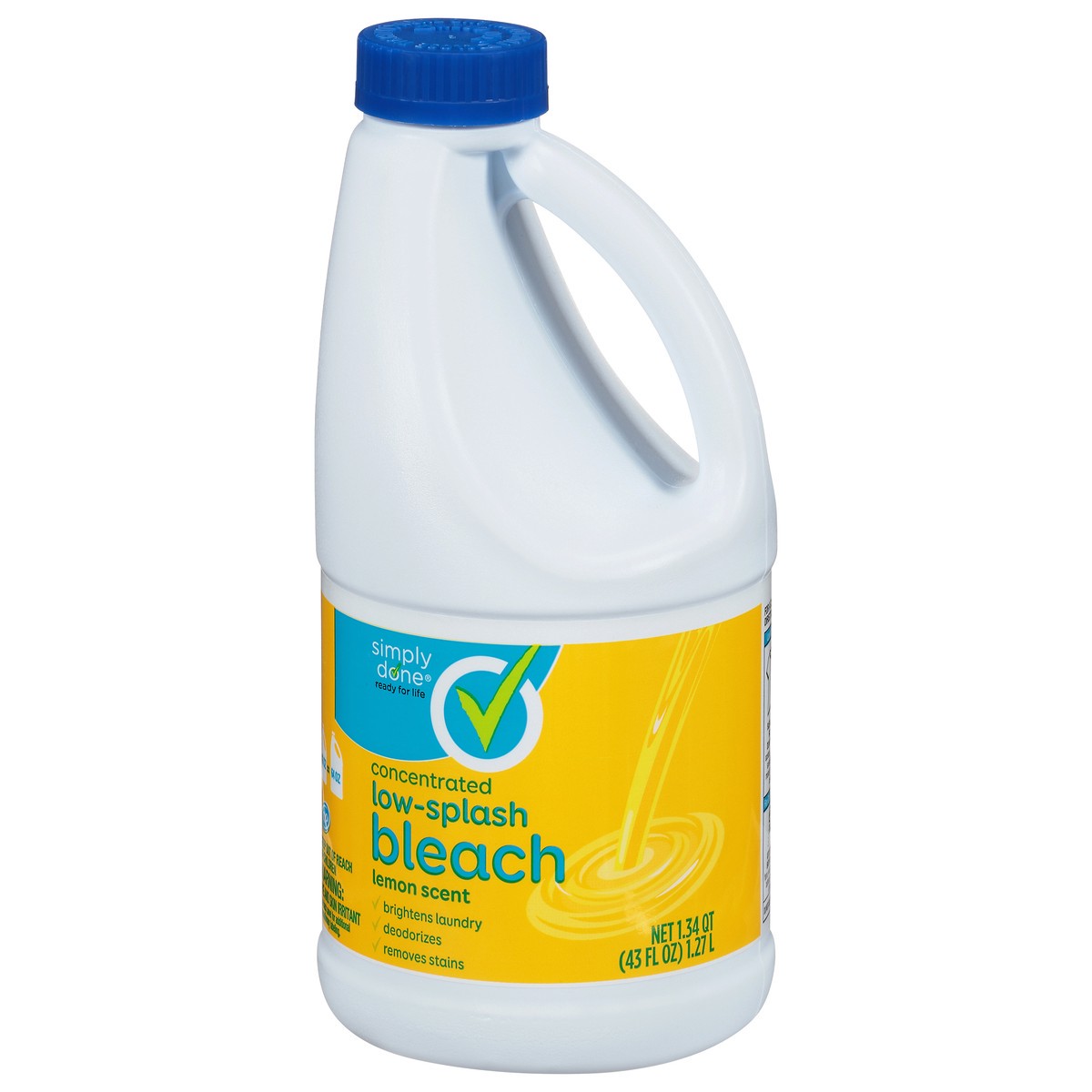 slide 3 of 10, Simply Done Bleach, Low-Splash, Concentrated, Lemon Scent, 43 oz