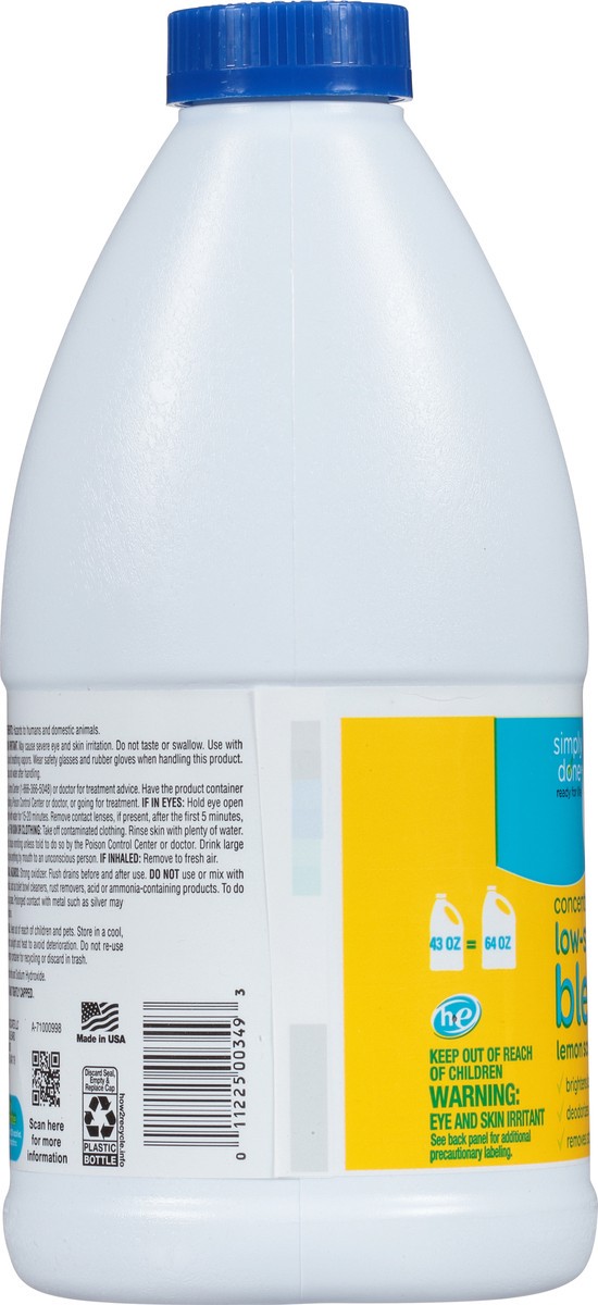 slide 6 of 10, Simply Done Bleach, Low-Splash, Concentrated, Lemon Scent, 43 oz