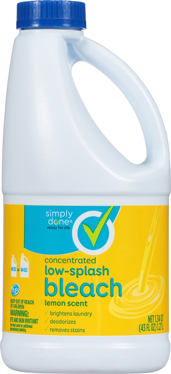 slide 8 of 10, Simply Done Bleach, Low-Splash, Concentrated, Lemon Scent, 43 oz