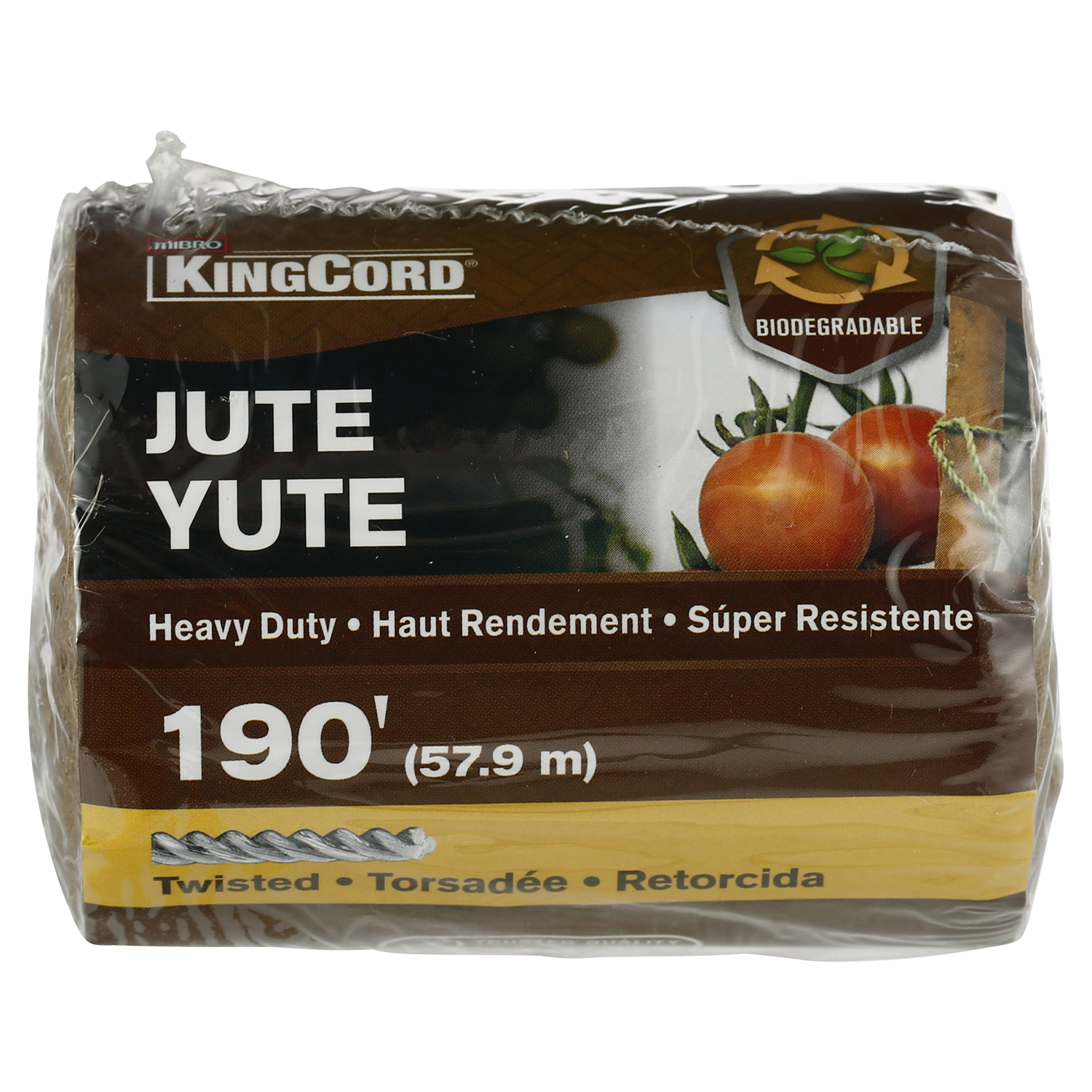 slide 1 of 1, Mibro KingCord Natural Jute Twine, Heavy Duty, 190 ft