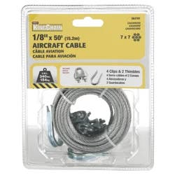 KingChain 1/8 x 50', 7x7 Galvanized Aircraft Cable - Grab 'N Go Pack