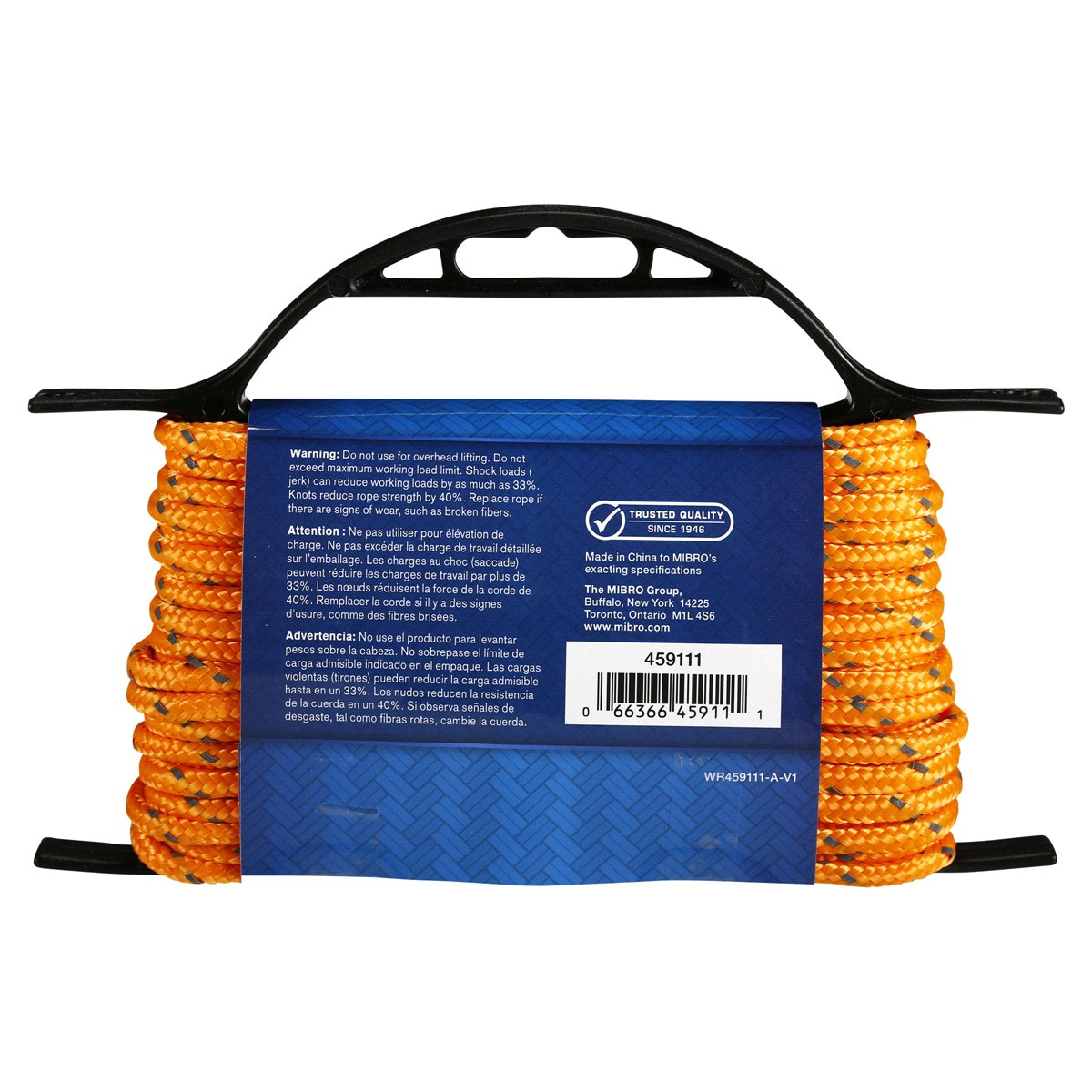 slide 2 of 2, KingCord 5/32 x 50' Reflective Diamond Braid Polypropylene Rope and Rope Holder, Orange, 50 ft