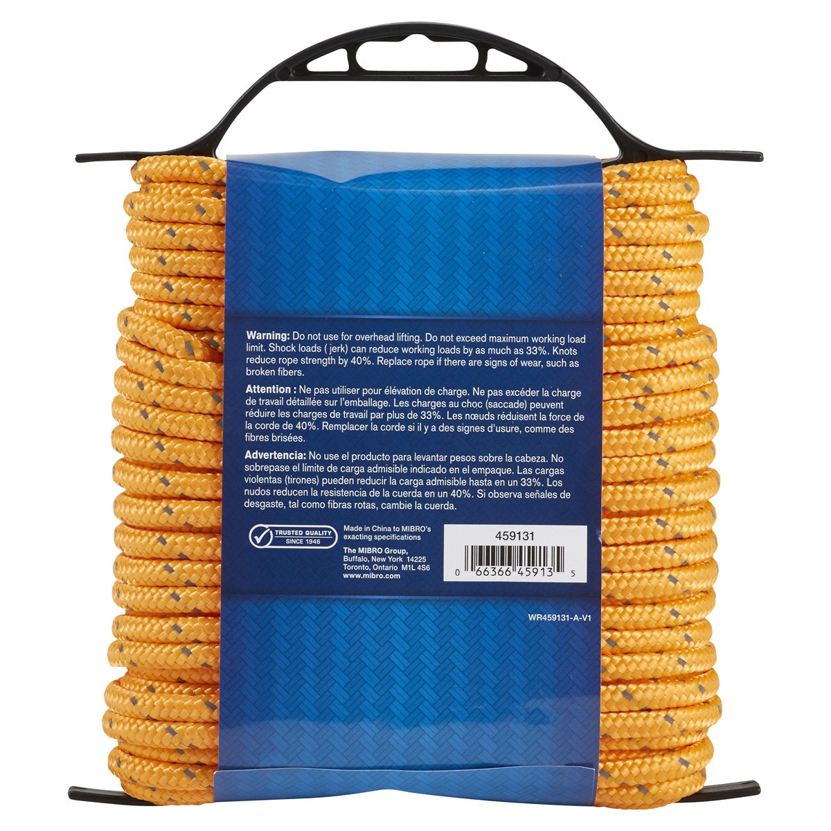 slide 2 of 2, KingCord 1/4 x 100' Reflective Diamond Braid Polypropylene Rope and Rope Holder, Orange, 100 ft