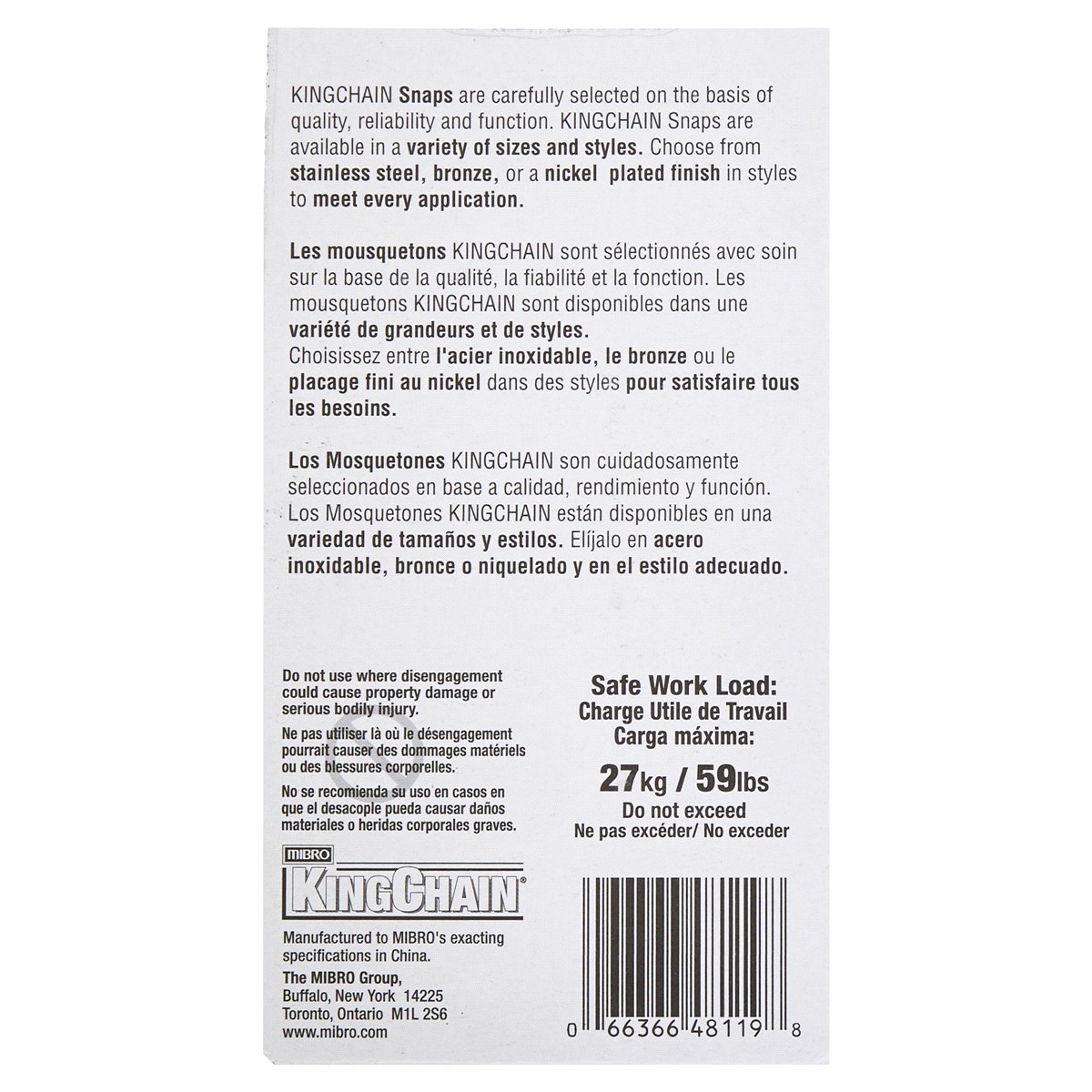 slide 2 of 2, KingChain Mibro Kingchain Double Bolt Snap Nickel, 4 in