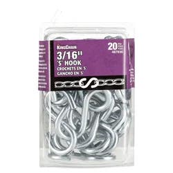 KingChain 3/16 Steel S-Hooks Contractor Pack - 20 Pieces