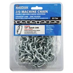 KingChain 3/16 x 10' Straight Link Machine Chain, Zinc-Plated - Grab 'N Go Pack