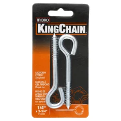 Mibro KingChain 1/4 x 3-3/4 Lagscrew Eyebolt, Zinc-Plated - 2/Card