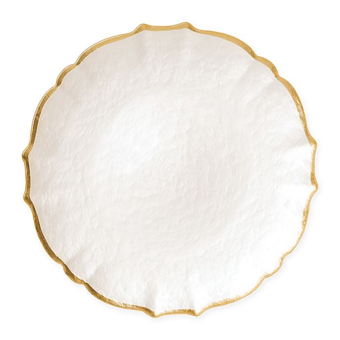 slide 1 of 2, VIETRI Pastel Glass Charger Plate - White, 1 ct