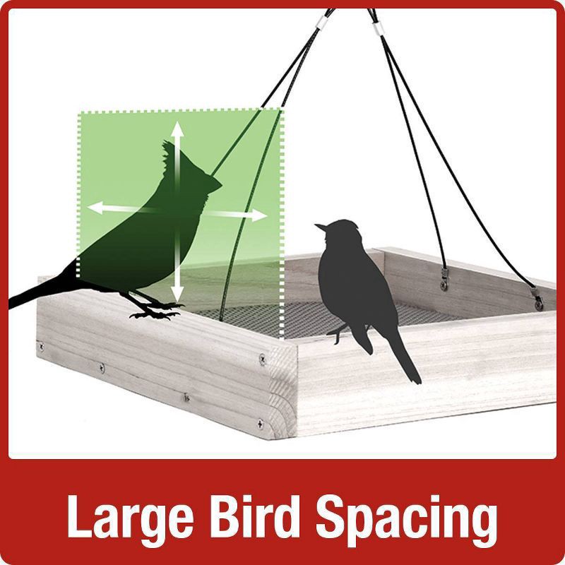 slide 7 of 8, Nature's Way Bird Products Nature's Way Cedar Tray Bird Feeder: Weather-Resistant Wood, No Assembly, 12x12 Hanging Design, 1 ct