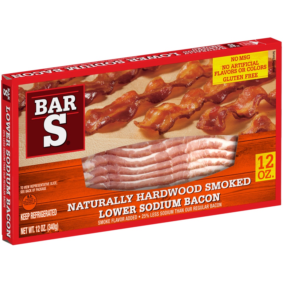 slide 3 of 7, Bar-S Bacon Low Salt, 12 oz