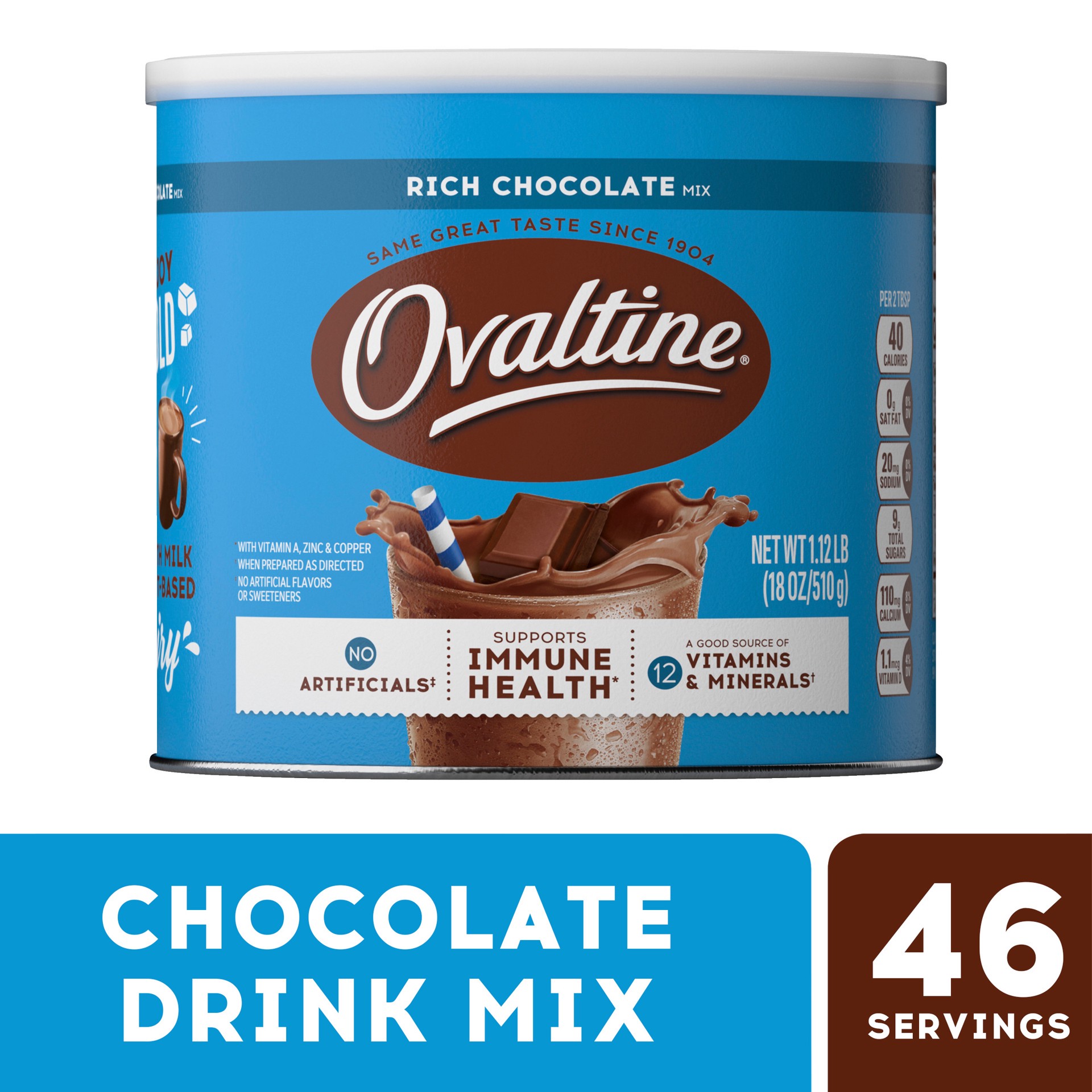slide 1 of 8, Ovaltine Rich Chocolate Mix, 18 oz