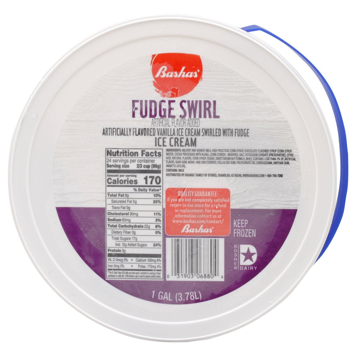 slide 2 of 2, Bashas Fudge Swrl Ice Cream, 4 qt