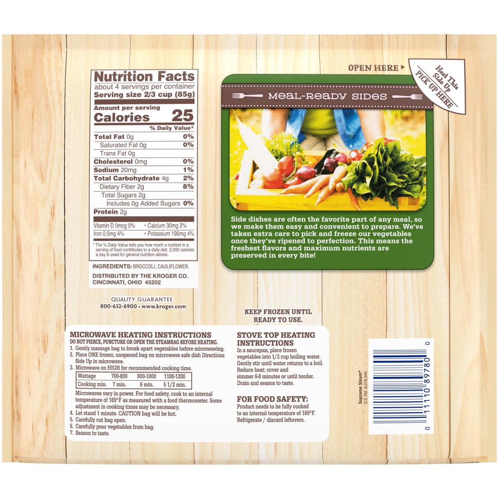 slide 2 of 6, Kroger All Natural Broccoli & Cauliflower, 12 oz