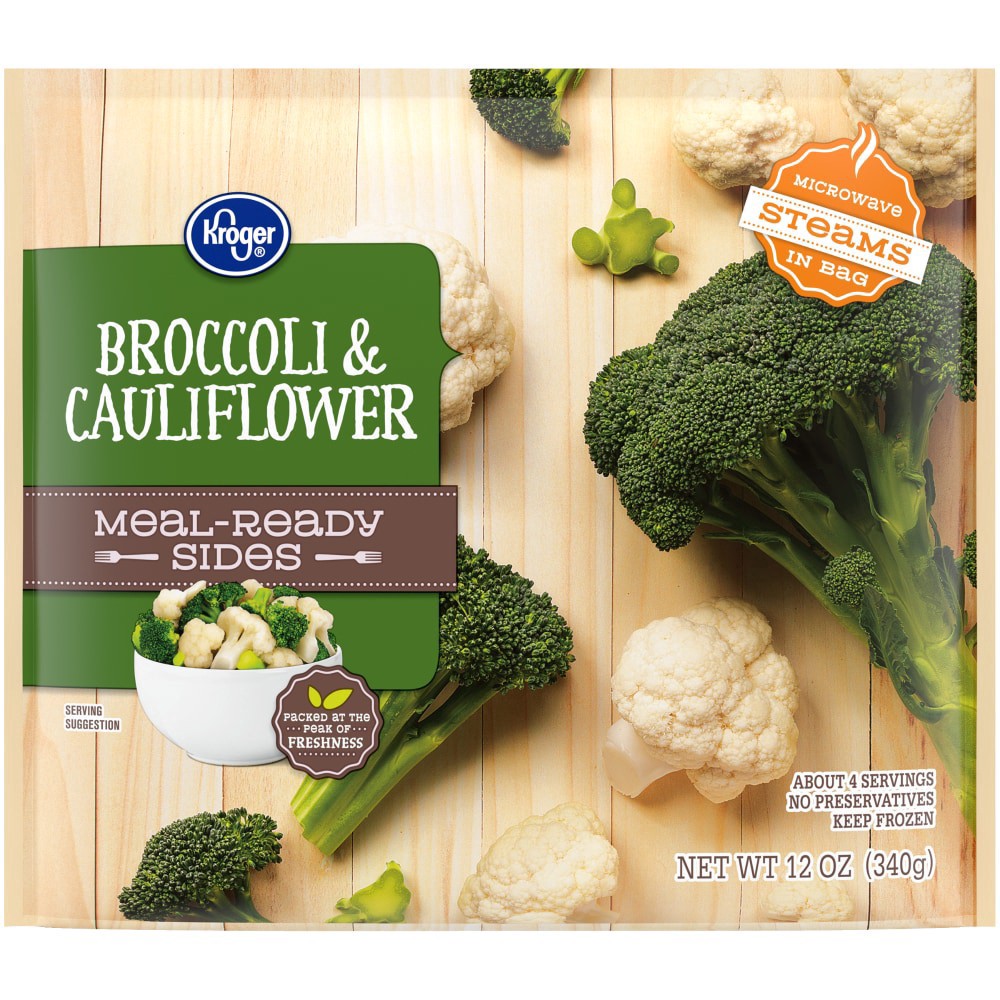 slide 1 of 6, Kroger All Natural Broccoli & Cauliflower, 12 oz
