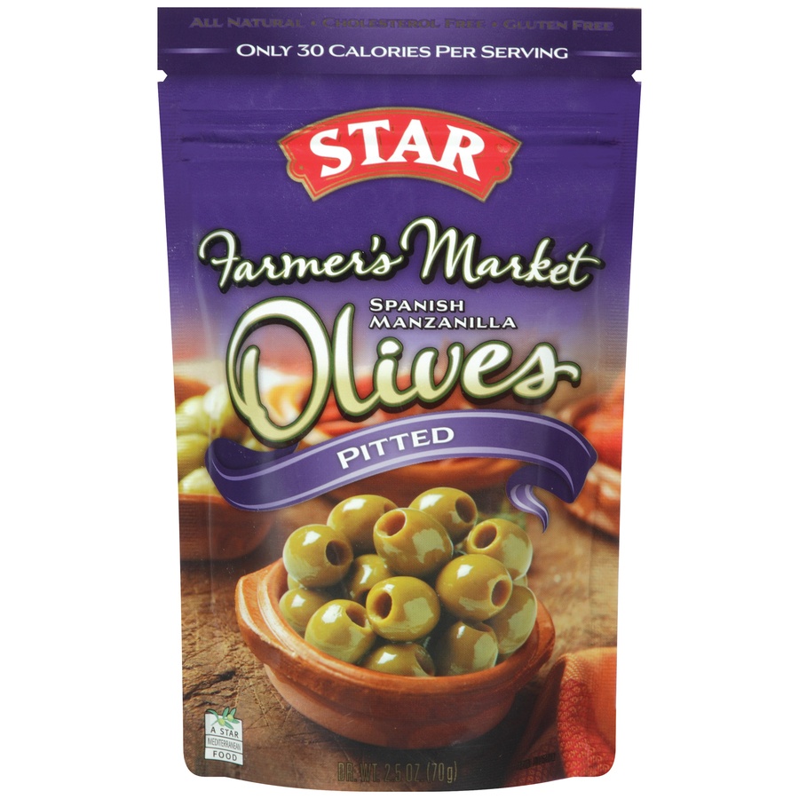 slide 1 of 1, STAR Farmer's Market Manzanilla Olives, 2.5 oz