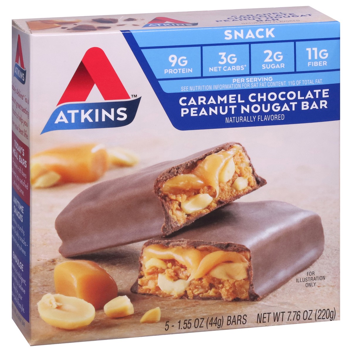 slide 2 of 9, Atkins Advantage Bar Chocolate Peanut Nougat, 6.72 oz