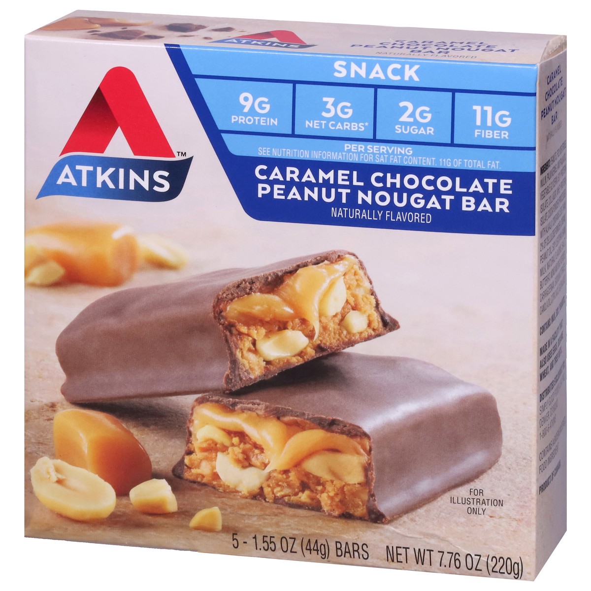 slide 3 of 9, Atkins Advantage Bar Chocolate Peanut Nougat, 6.72 oz