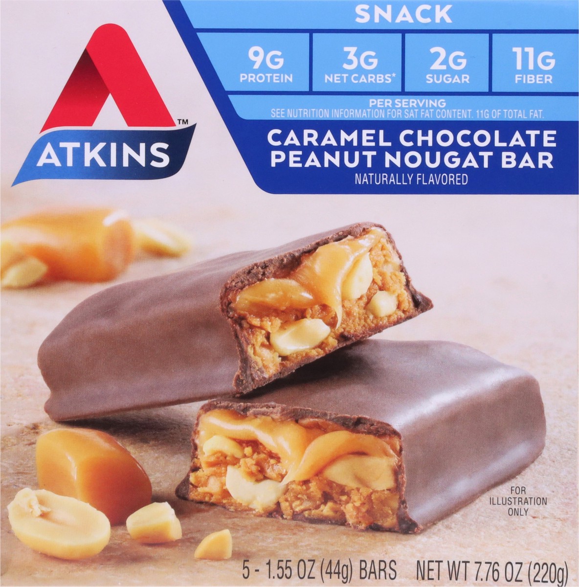 slide 6 of 9, Atkins Advantage Bar Chocolate Peanut Nougat, 6.72 oz