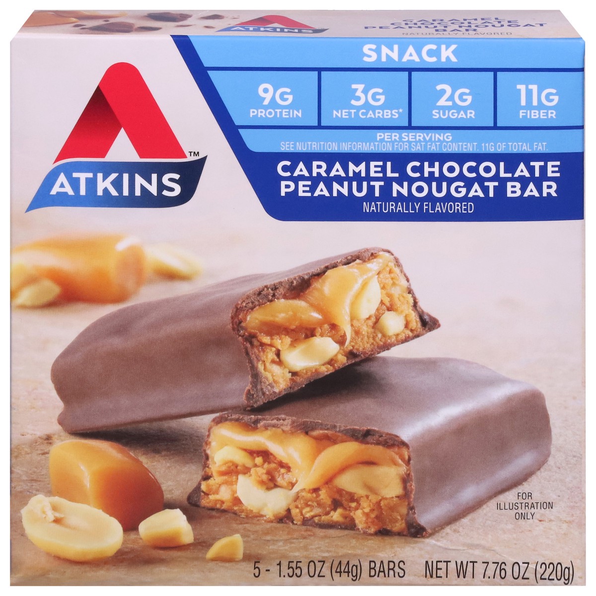 slide 1 of 9, Atkins Advantage Bar Chocolate Peanut Nougat, 6.72 oz