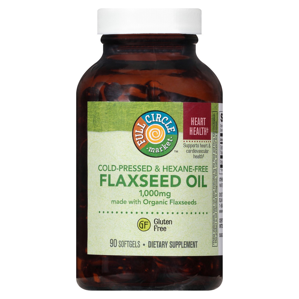 slide 15 of 15, Full Circle Market 1000 mg Cold-Pressed Hexane-Free Flaxseed Oil 90 Softgels, 90 ct