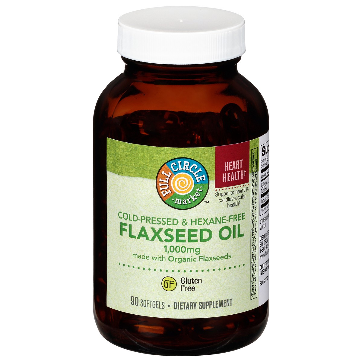 slide 12 of 15, Full Circle Market 1000 mg Cold-Pressed Hexane-Free Flaxseed Oil 90 Softgels, 90 ct