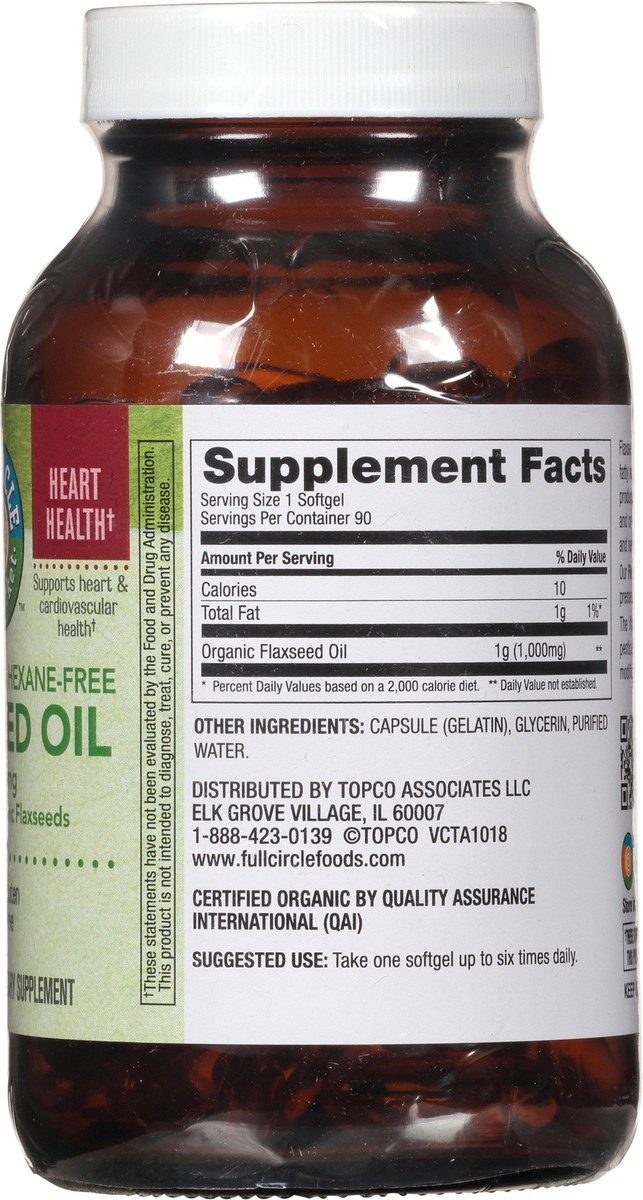 slide 2 of 15, Full Circle Market 1000 mg Cold-Pressed Hexane-Free Flaxseed Oil 90 Softgels, 90 ct