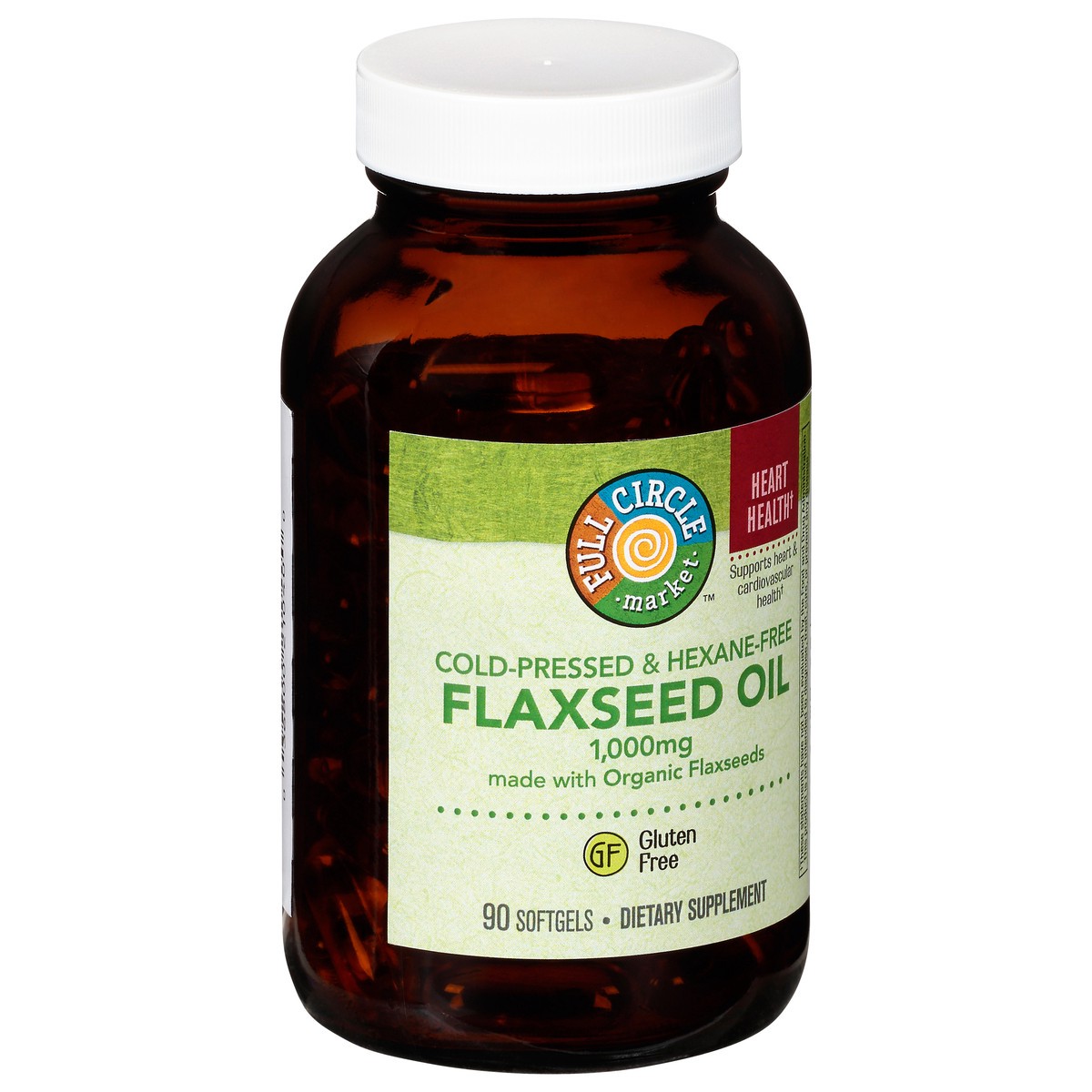 slide 9 of 15, Full Circle Market 1000 mg Cold-Pressed Hexane-Free Flaxseed Oil 90 Softgels, 90 ct