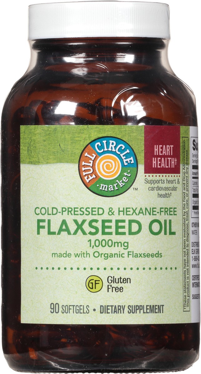 slide 5 of 15, Full Circle Market 1000 mg Cold-Pressed Hexane-Free Flaxseed Oil 90 Softgels, 90 ct