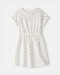 Carters Girls Polka Dot French Terry Dress - White/Blue White 12